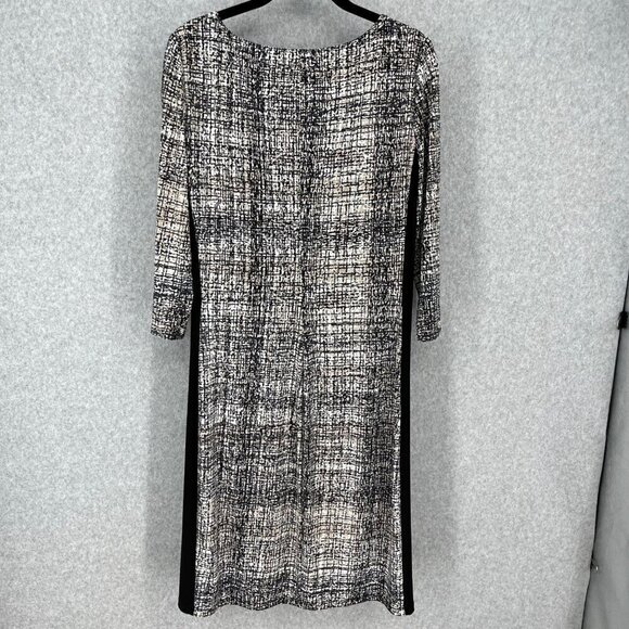 Lauren Ralph Lauren Crosshatch Jersey Sheath Dress Size 12 Neutral Office Ruched - Picture 5 of 13